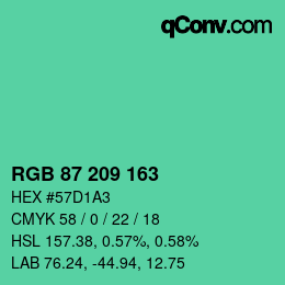 颜色代码: RGB 87 209 163 | qconv.com
