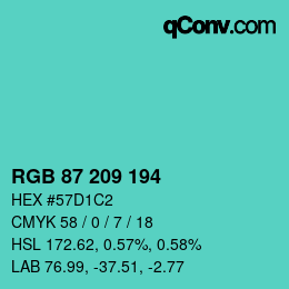 颜色代码: RGB 87 209 194 | qconv.com