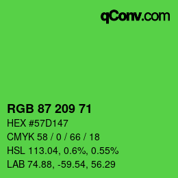 Color code: RGB 87 209 71 | qconv.com