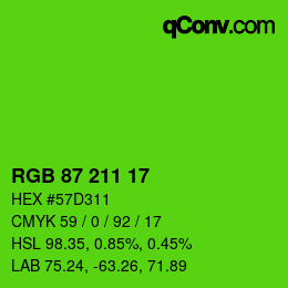 Color code: RGB 87 211 17 | qconv.com