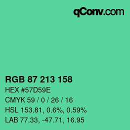 Color code: RGB 87 213 158 | qconv.com