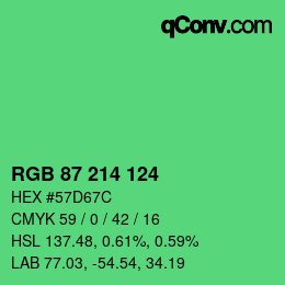 颜色代码: RGB 87 214 124 | qconv.com