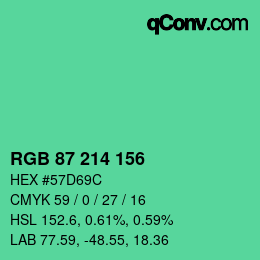 Farbcode: RGB 87 214 156 | qconv.com
