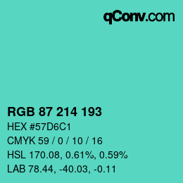 Farbcode: RGB 87 214 193 | qconv.com