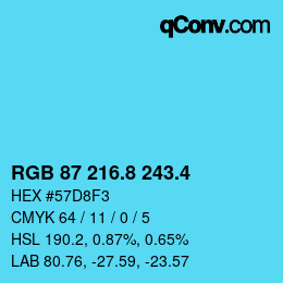 カラーコード: RGB 87 216.8 243.4 | qconv.com