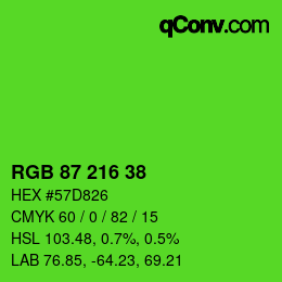Color code: RGB 87 216 38 | qconv.com