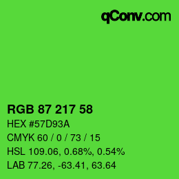 Color code: RGB 87 217 58 | qconv.com