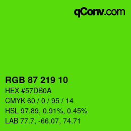 颜色代码: RGB 87 219 10 | qconv.com