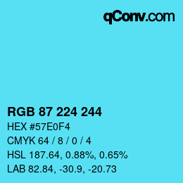 Color code: RGB 87 224 244 | qconv.com