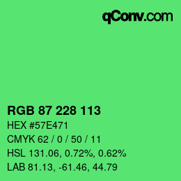 Color code: RGB 87 228 113 | qconv.com