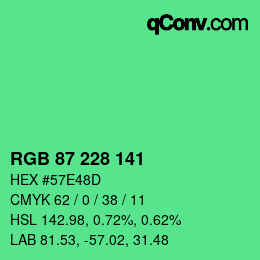 Color code: RGB 87 228 141 | qconv.com