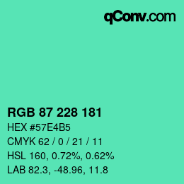 Color code: RGB 87 228 181 | qconv.com