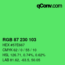 Color code: RGB 87 230 103 | qconv.com