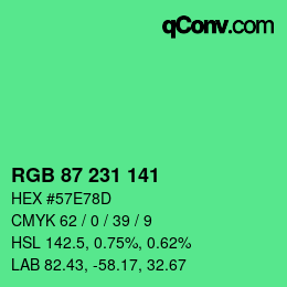Color code: RGB 87 231 141 | qconv.com