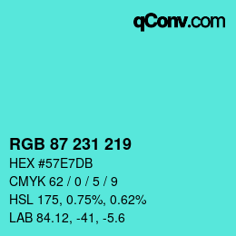 Color code: RGB 87 231 219 | qconv.com