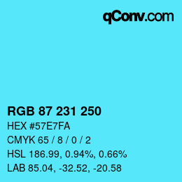 Color code: RGB 87 231 250 | qconv.com