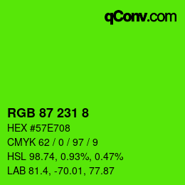 カラーコード: RGB 87 231 8 | qconv.com