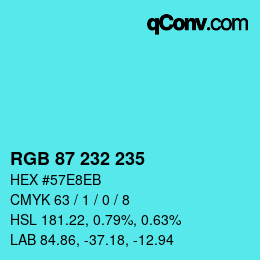 Color code: RGB 87 232 235 | qconv.com