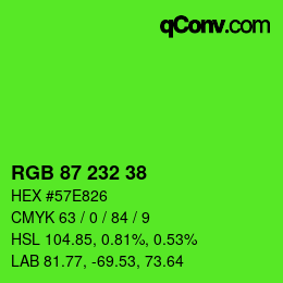 Color code: RGB 87 232 38 | qconv.com