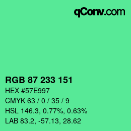 Color code: RGB 87 233 151 | qconv.com