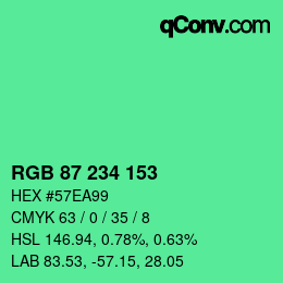 Color code: RGB 87 234 153 | qconv.com