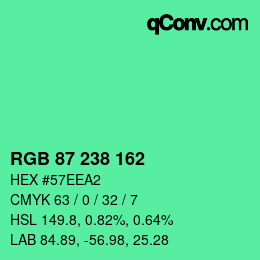 カラーコード: RGB 87 238 162 | qconv.com