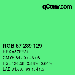 カラーコード: RGB 87 239 129 | qconv.com