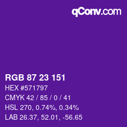 Color code: RGB 87 23 151 | qconv.com