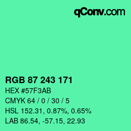カラーコード: RGB 87 243 171 | qconv.com
