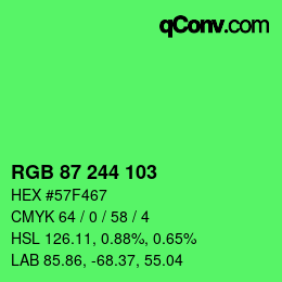 Color code: RGB 87 244 103 | qconv.com