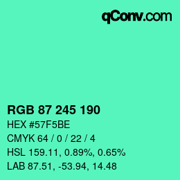 颜色代码: RGB 87 245 190 | qconv.com