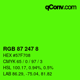 颜色代码: RGB 87 247 8 | qconv.com