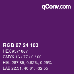 Color code: RGB 87 24 103 | qconv.com