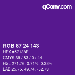 Color code: RGB 87 24 143 | qconv.com