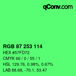 Color code: RGB 87 253 114 | qconv.com