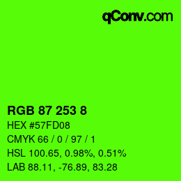 颜色代码: RGB 87 253 8 | qconv.com