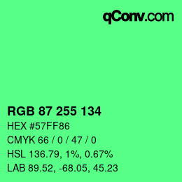 Color code: RGB 87 255 134 | qconv.com
