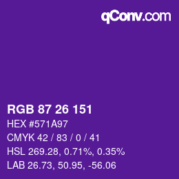 Color code: RGB 87 26 151 | qconv.com