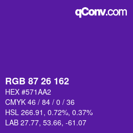 カラーコード: RGB 87 26 162 | qconv.com