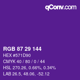Color code: RGB 87 29 144 | qconv.com