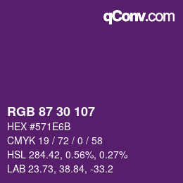 カラーコード: RGB 87 30 107 | qconv.com