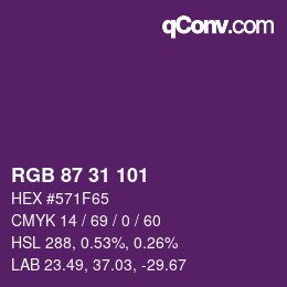 Farbcode: RGB 87 31 101 | qconv.com