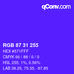 Color code: RGB 87 31 255 | qconv.com