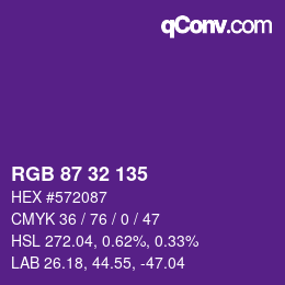 Color code: RGB 87 32 135 | qconv.com