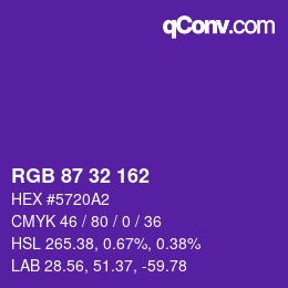 カラーコード: RGB 87 32 162 | qconv.com