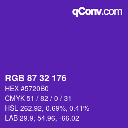 Color code: RGB 87 32 176 | qconv.com