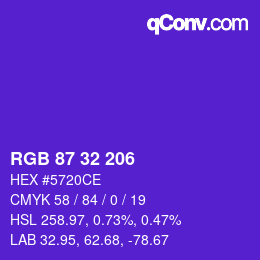 Color code: RGB 87 32 206 | qconv.com