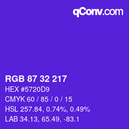 Color code: RGB 87 32 217 | qconv.com