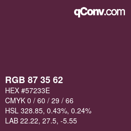 Farbcode: RGB 87 35 62 | qconv.com