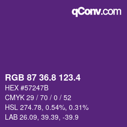 カラーコード: RGB 87 36.8 123.4 | qconv.com